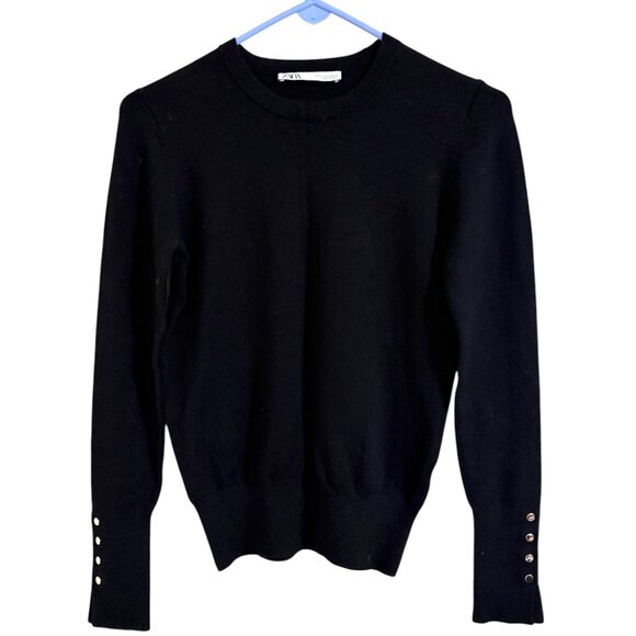 Zara Basic Basic Plain Long Sleeve Sweater in Black - Picture 2 of 8